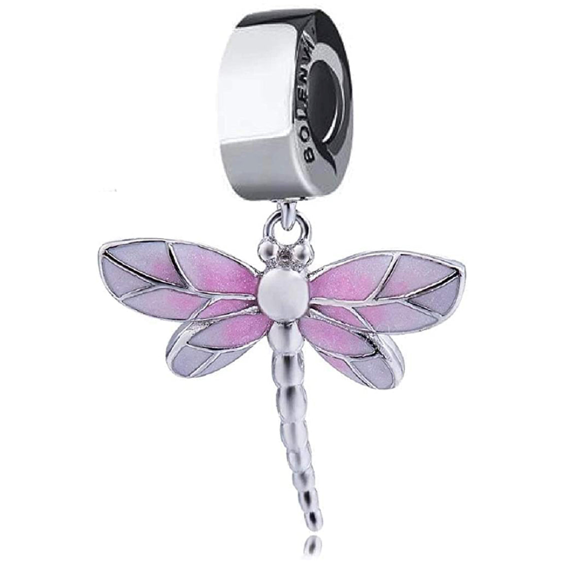 Pink Dragonfly Sterling Silver Dangle Bead Charm BOLENVI