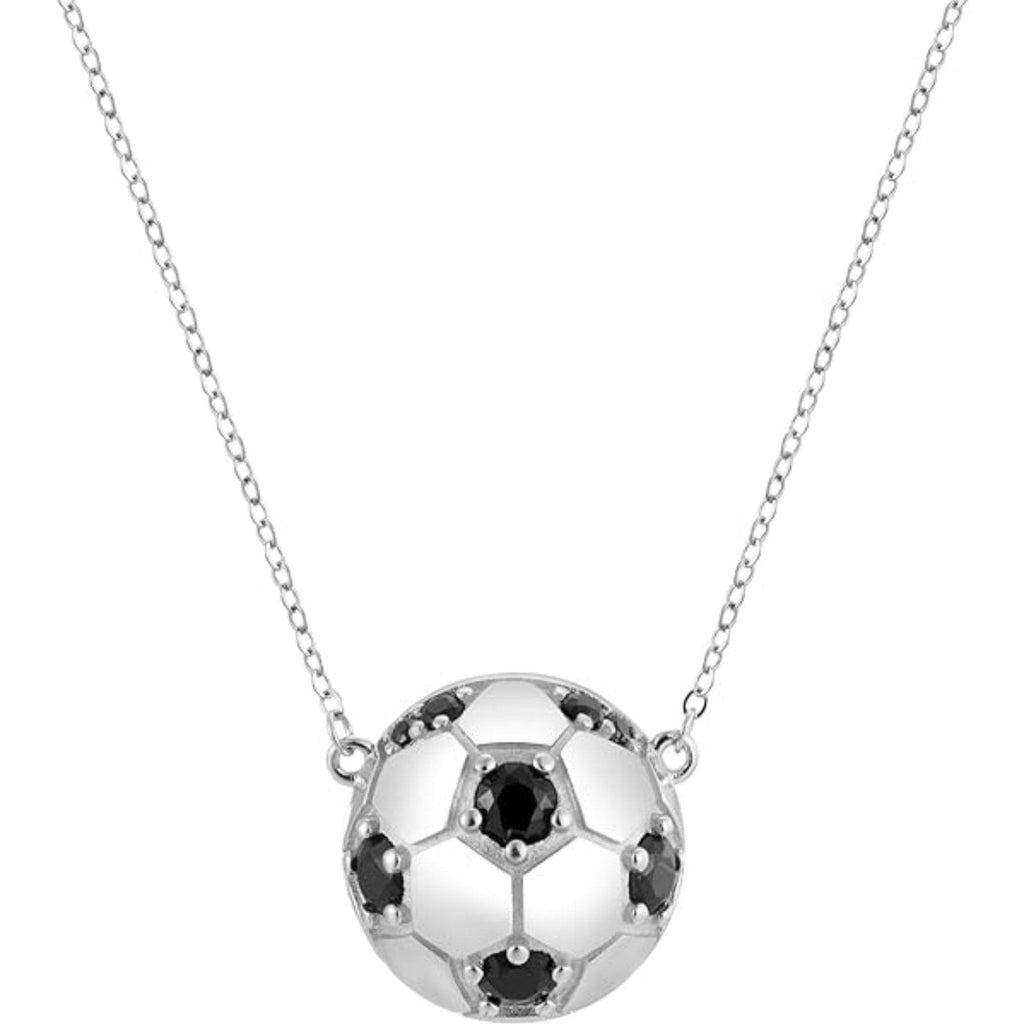 Bolenvi 2D Crystal Soccer Ball Football Pendant Necklace Jewelry with 925 Sterling Silver Adjustable Size Chain - Bolenvi Pandora Disney Chamilia Cartier Tiffany Charm Bead Bracelet Jewelry 