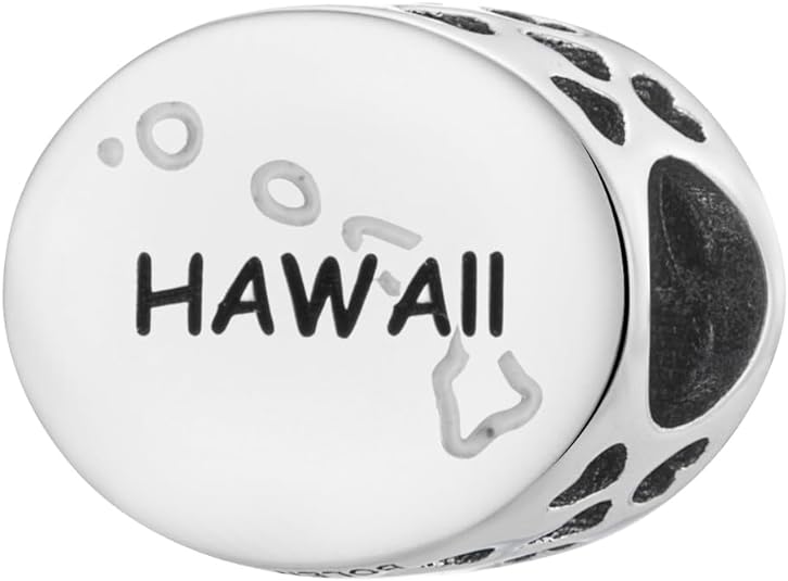 Hawaii State Bead Charm - Bolenvi Pandora Disney Chamilia Cartier Tiffany Charm Bead Bracelet Jewelry 