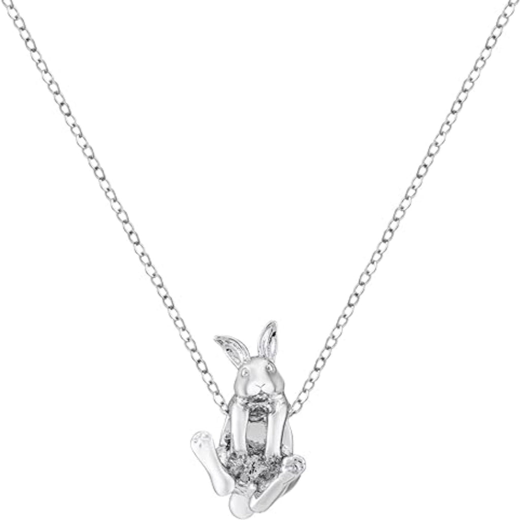 Bolenvi Dangling Jack Rabbit Pendant Necklace Easter Jewelry with 925 Sterling Silver Adjustable Chain - Bolenvi Pandora Disney Chamilia Cartier Tiffany Charm Bead Bracelet Jewelry 