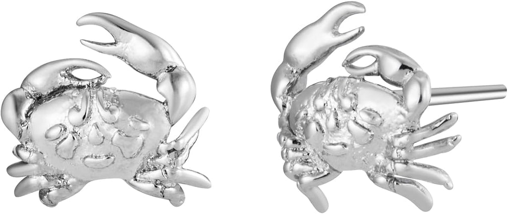 2D Crab Cancer Zodiac Stud Earrings - Bolenvi Pandora Disney Chamilia Cartier Tiffany Charm Bead Bracelet Jewelry 