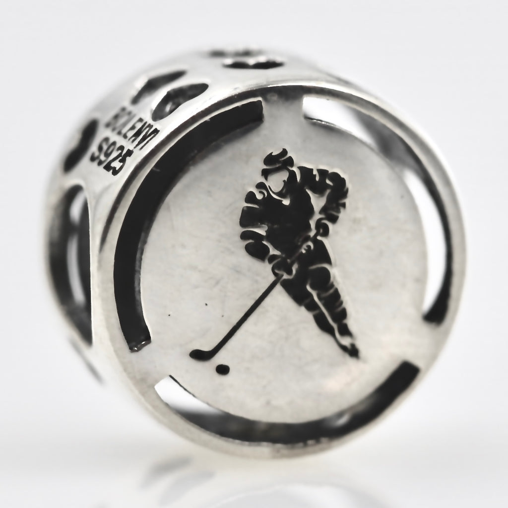 Hockey Sport Bead Charm - Bolenvi Pandora Disney Chamilia Cartier Tiffany Charm Bead Bracelet Jewelry 