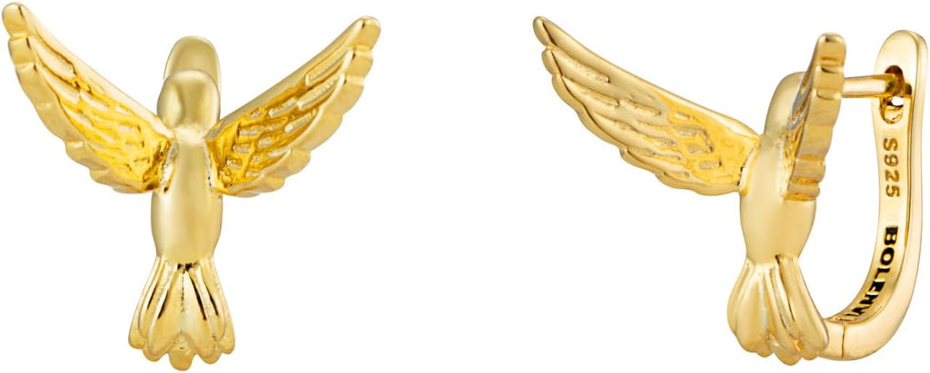 Hummingbird Hoop Earrings - Bolenvi Pandora Disney Chamilia Cartier Tiffany Charm Bead Bracelet Jewelry 