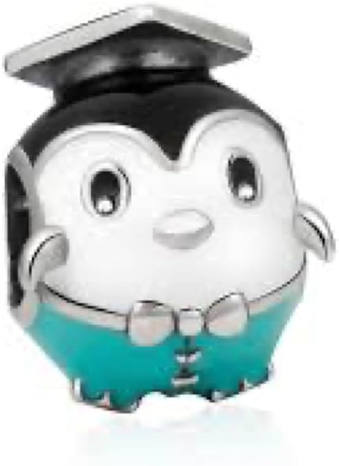 925 Sterling Silver Charms Beads Pendants for Pandora Bracelets & Necklaces Etc (Penguin Graduate Graduation) - Bolenvi Pandora Disney Chamilia Cartier Tiffany Charm Bead Bracelet Jewelry 